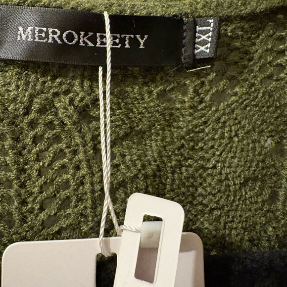 Merokeety XXL Olive Green Women's deep v-neck Sweater - Picture 8 of 11